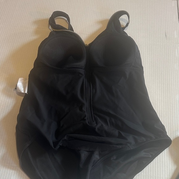 Miraclesuit Black classic Swimsuit with Gold Zipper padded bra support stretchy - Picture 9 of 9